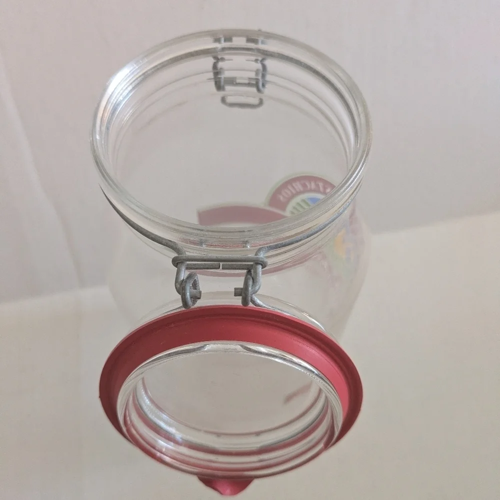 Vintage Clear Glass Jar with Snap Lid. Sunkist California Pistachios.